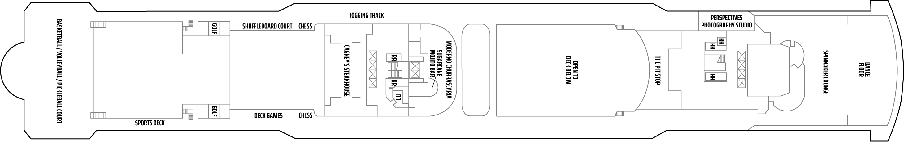 Norwegian Jade, Deck 13: official cabin and venue layout