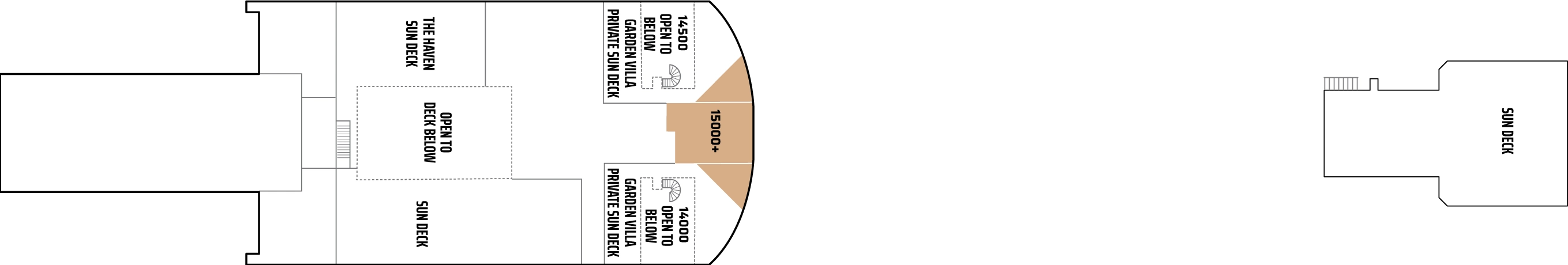 Norwegian Jade, Deck 15: official cabin and venue layout
