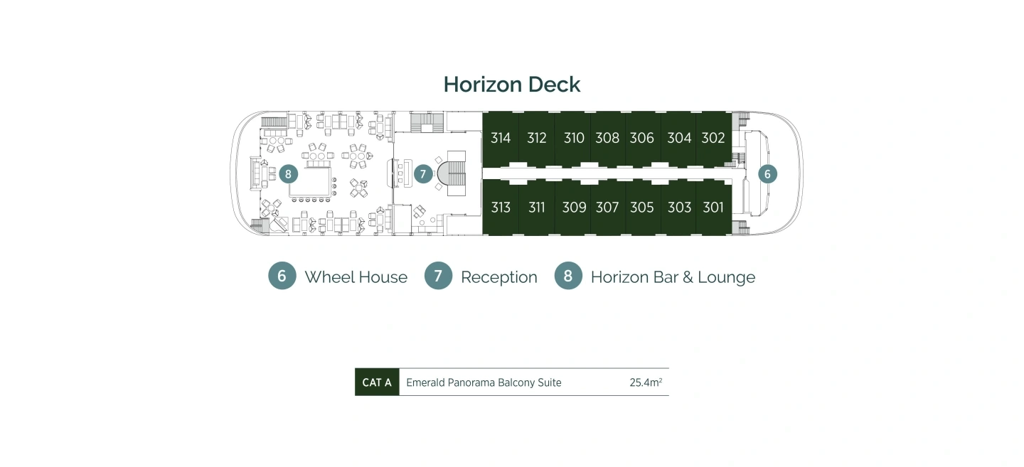Emerald Harmony, Deck 3: official cabin and venue layout