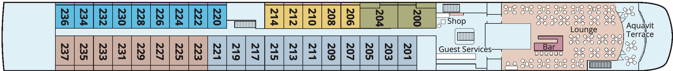 Viking Astrild, Deck 2: official cabin and venue layout