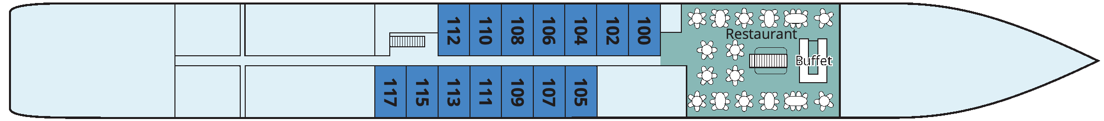 Viking Astrild, Deck 1: official cabin and venue layout