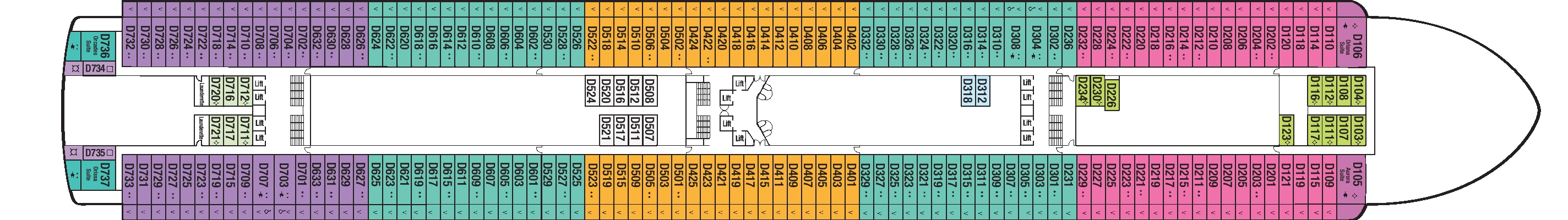 Ventura, Deck 9: official cabin and venue layout