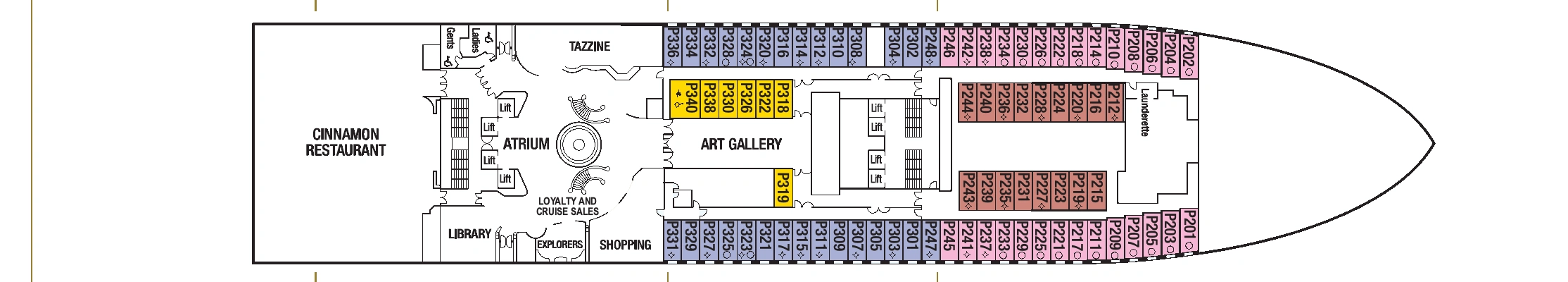 Ventura, Deck 5: official cabin and venue layout