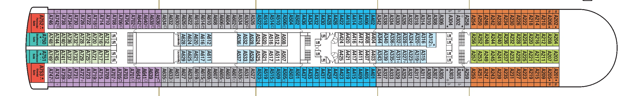 Ventura, Deck 12: official cabin and venue layout