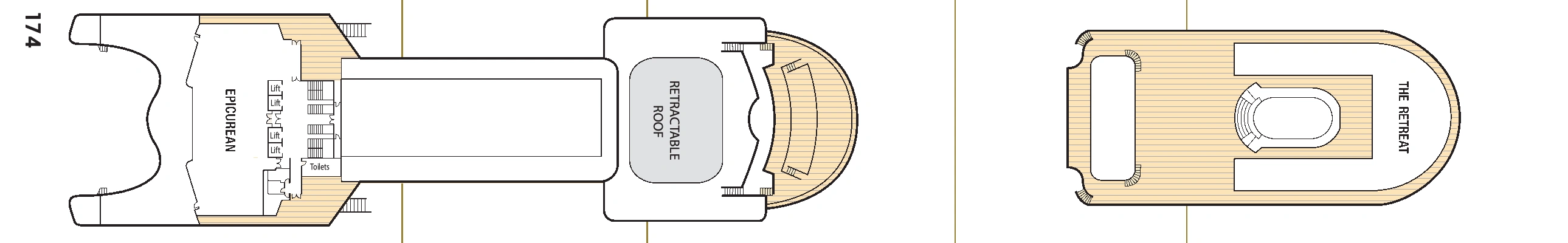 Ventura, Deck 17: official cabin and venue layout