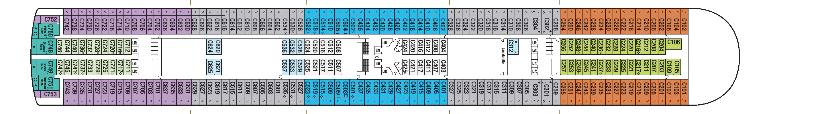Ventura, Deck 10: official cabin and venue layout