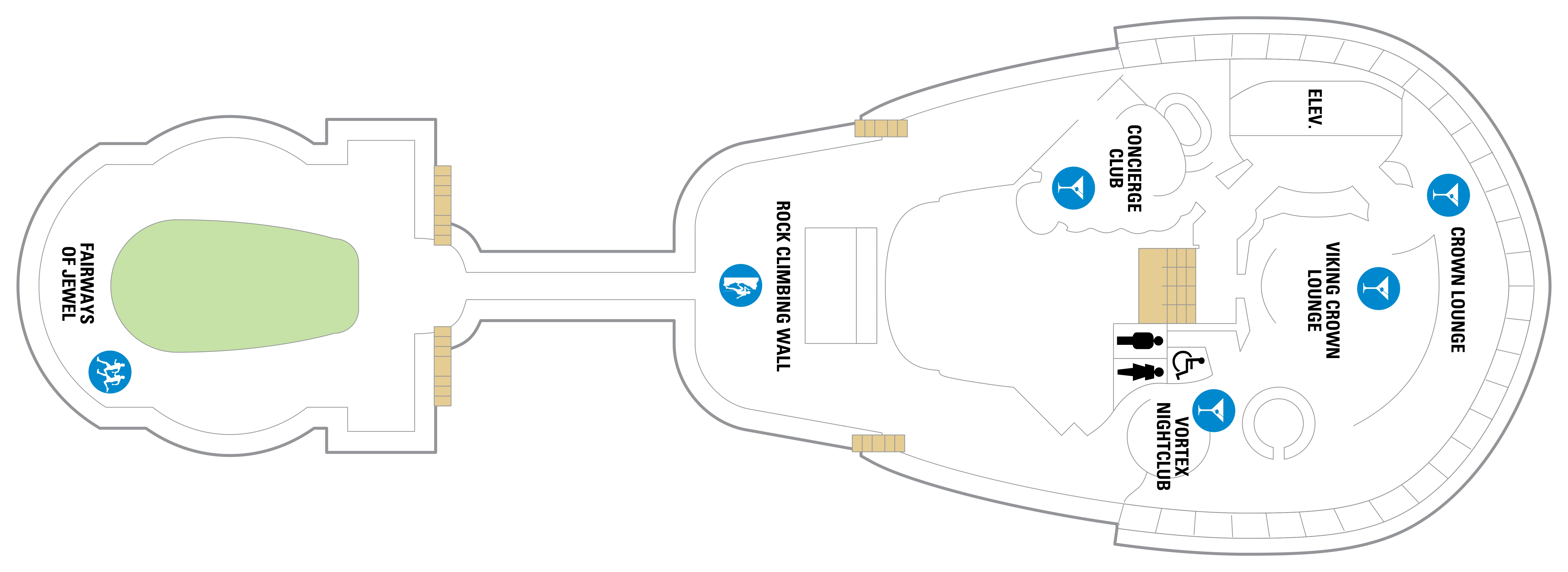 Jewel of the Seas, Deck 13: official cabin and venue layout