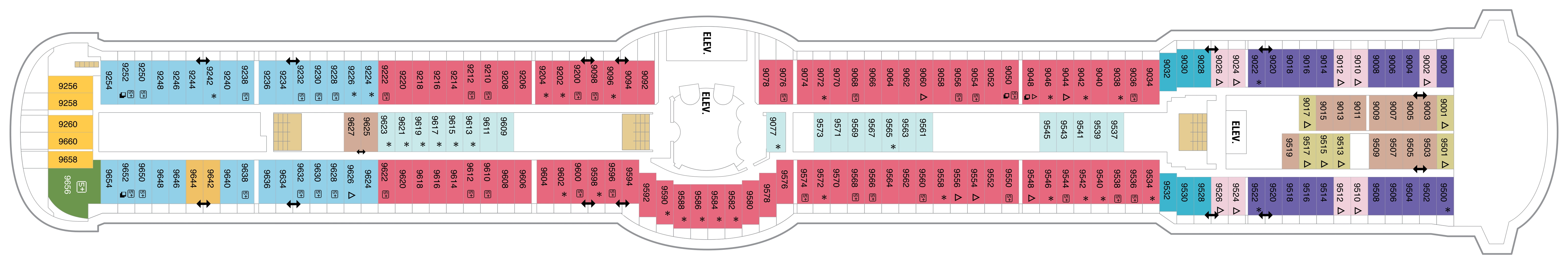 Jewel of the Seas, Deck 9: official cabin and venue layout