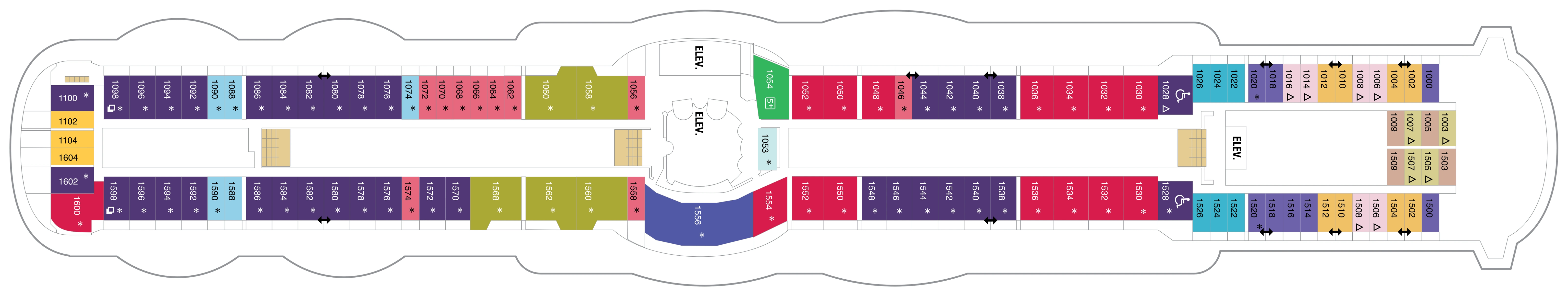 Jewel of the Seas, Deck 10: official cabin and venue layout