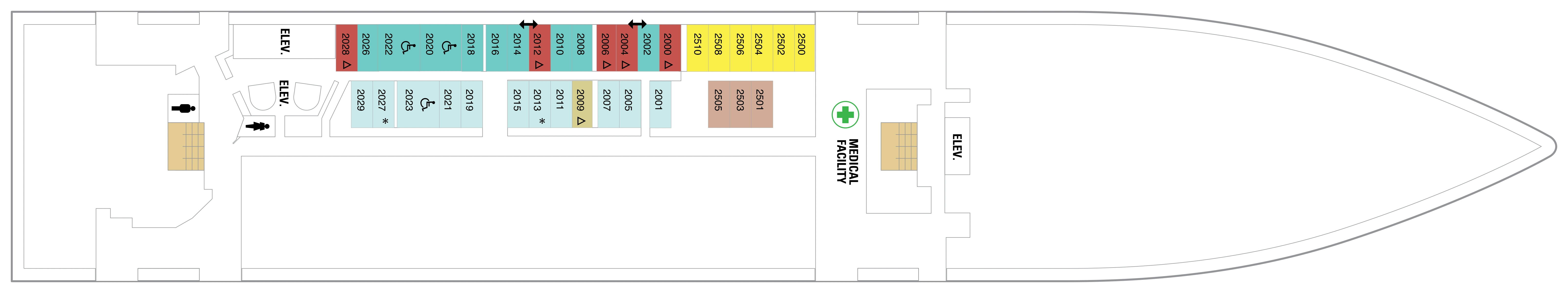Jewel of the Seas, Deck 2: official cabin and venue layout