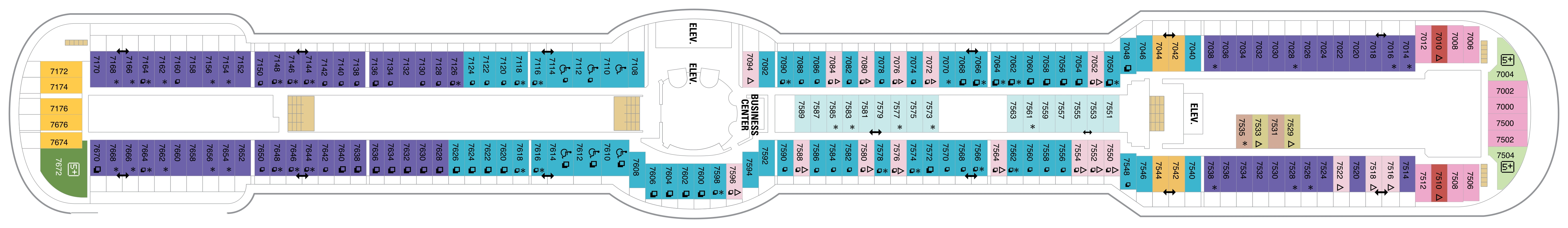 Jewel of the Seas, Deck 7: official cabin and venue layout
