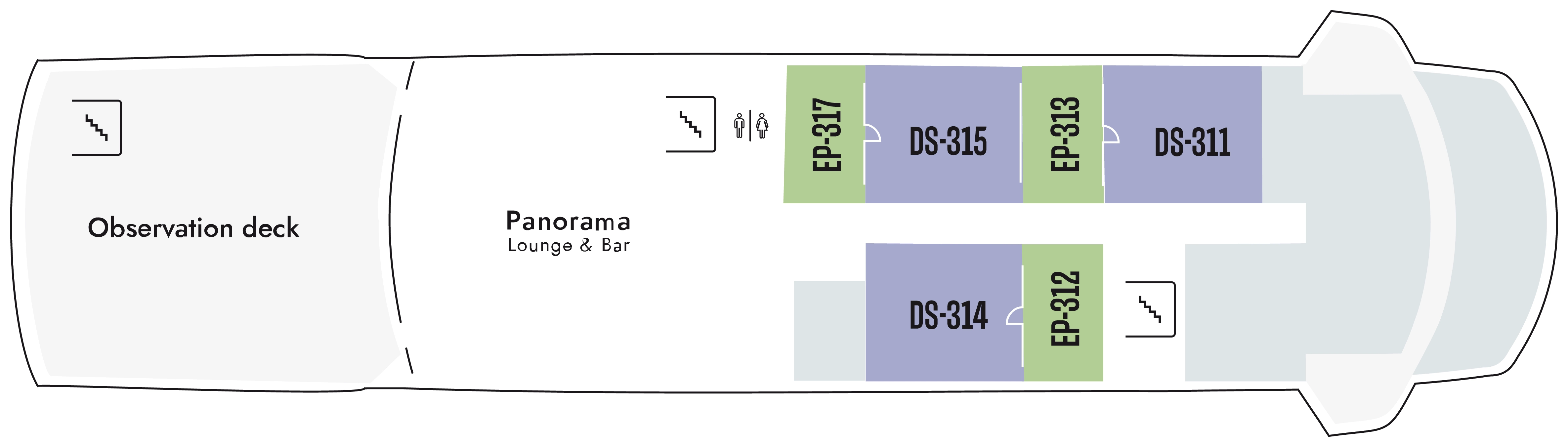 Santa Cruz II, Deck 4: official cabin and venue layout