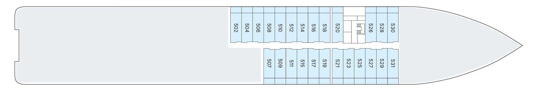 SeaDream III, Deck 5: official cabin and venue layout