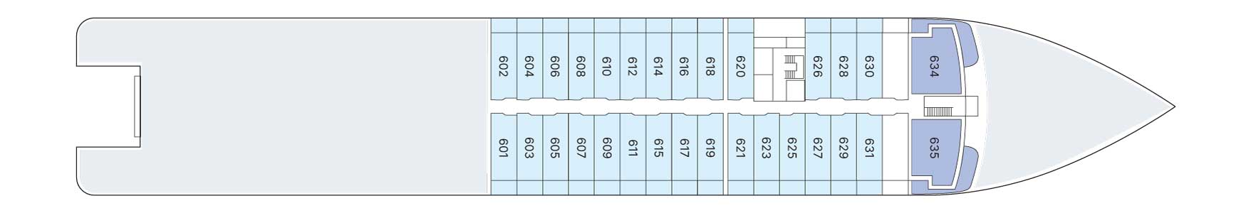 SeaDream III, Deck 6: official cabin and venue layout