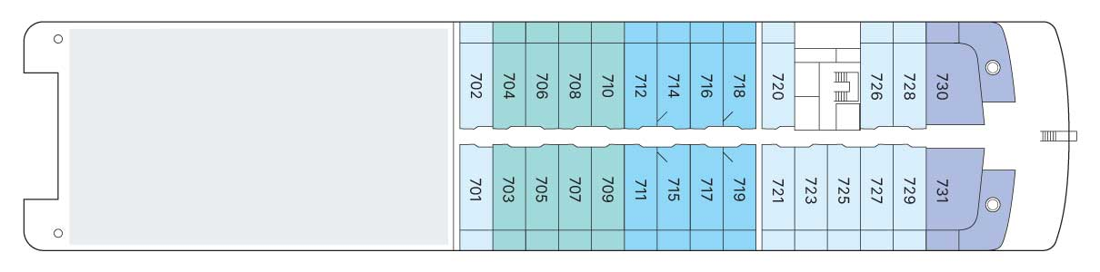 SeaDream III, Deck 7: official cabin and venue layout
