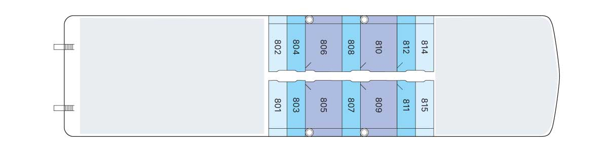 SeaDream III, Deck 8: official cabin and venue layout