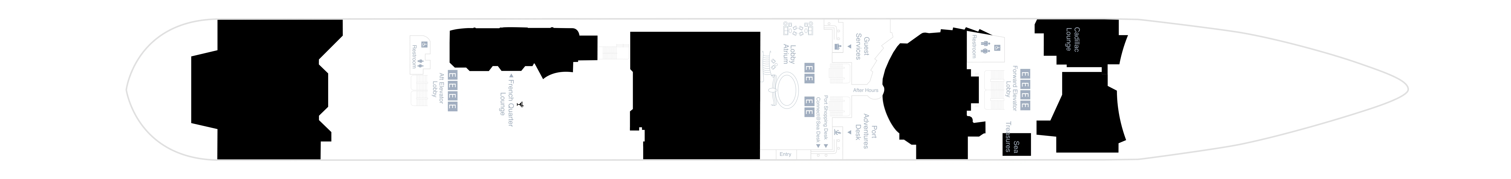 Disney Wonder, Deck 3: official cabin and venue layout