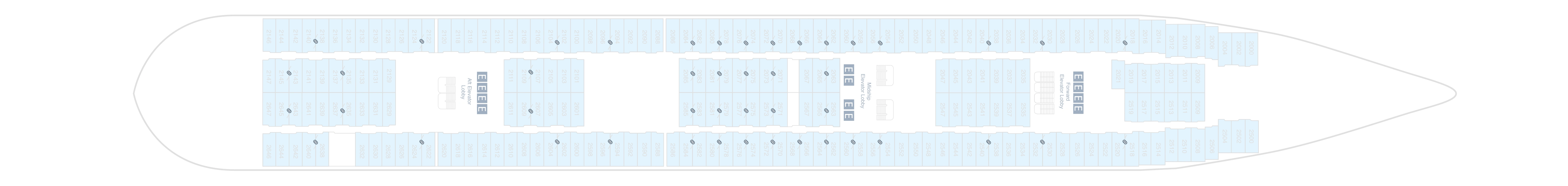 Disney Wonder, Deck 2: official cabin and venue layout