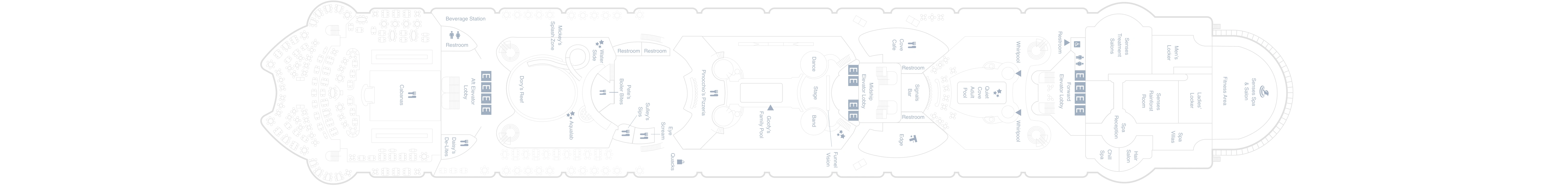 Disney Wonder, Deck 9: official cabin and venue layout