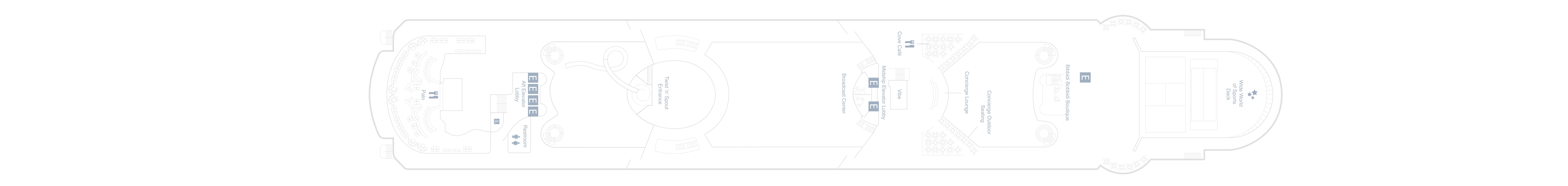 Disney Wonder, Deck 10: official cabin and venue layout