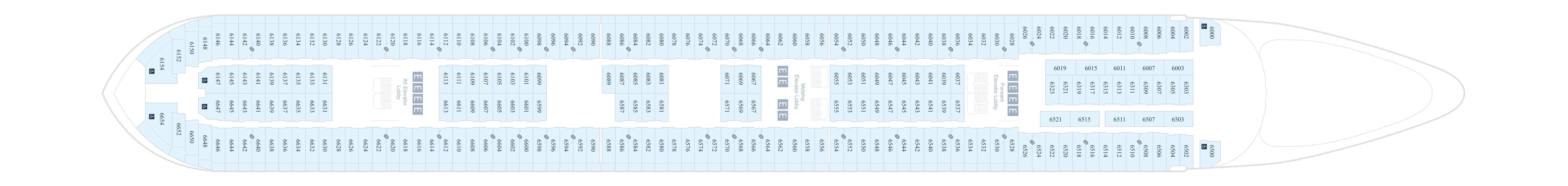 Disney Wonder, Deck 6: official cabin and venue layout