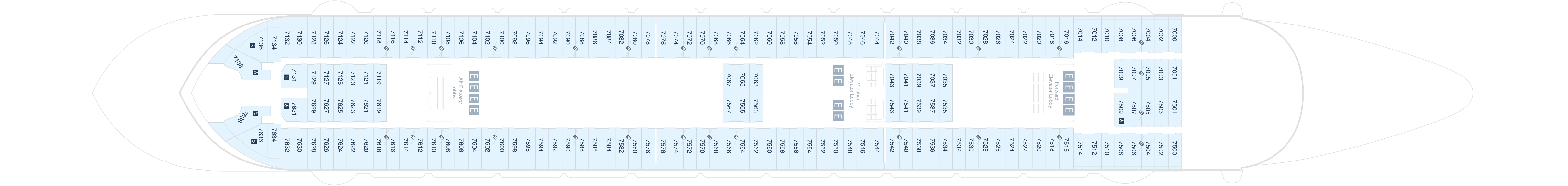 Disney Wonder, Deck 7: official cabin and venue layout