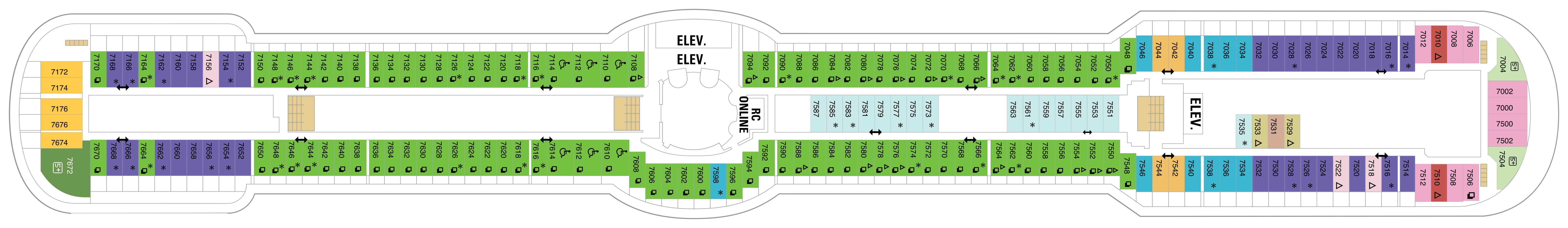 Brilliance of the Seas, Deck 7: official cabin and venue layout