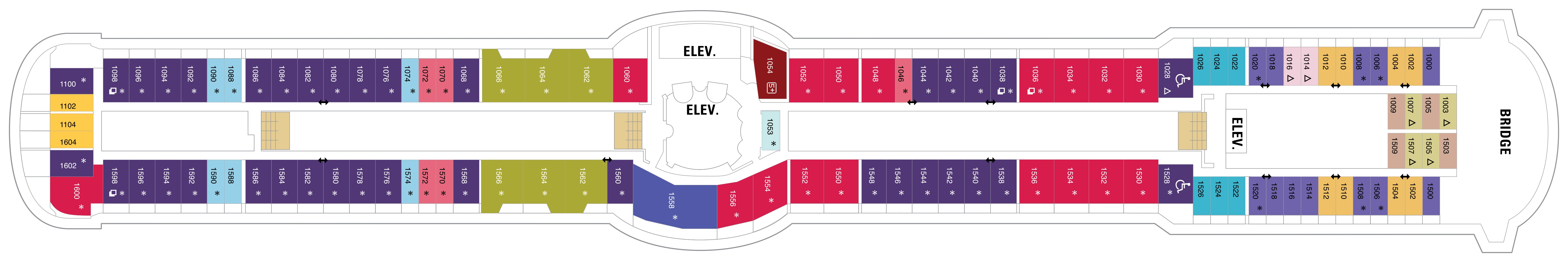 Brilliance of the Seas, Deck 10: official cabin and venue layout