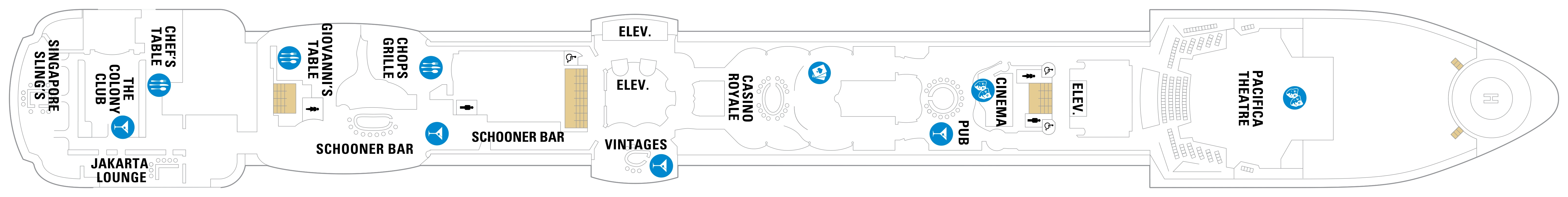 Brilliance of the Seas, Deck 6: official cabin and venue layout