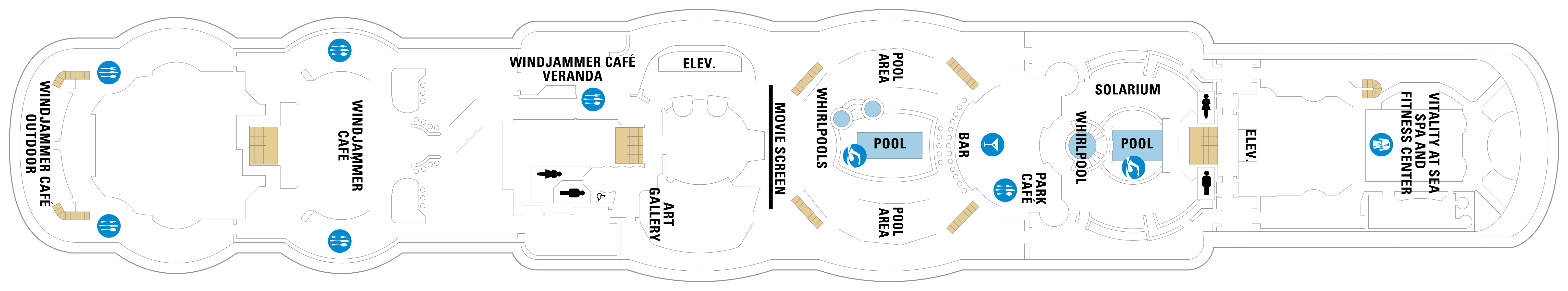 Brilliance of the Seas, Deck 11: official cabin and venue layout