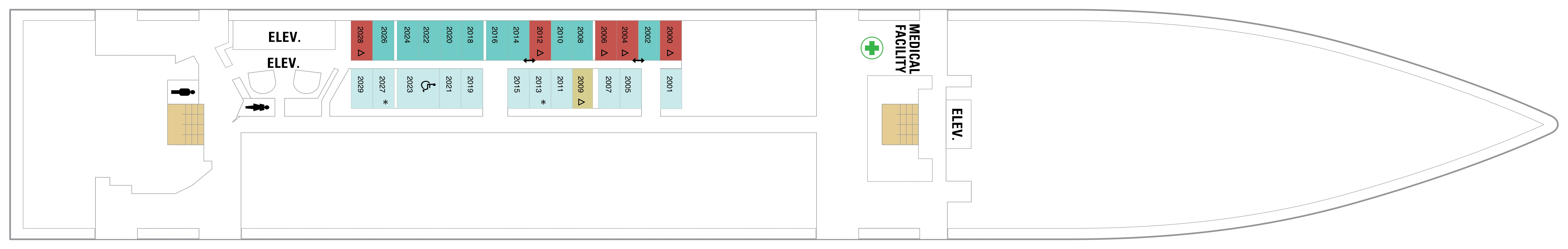 Brilliance of the Seas, Deck 2: official cabin and venue layout