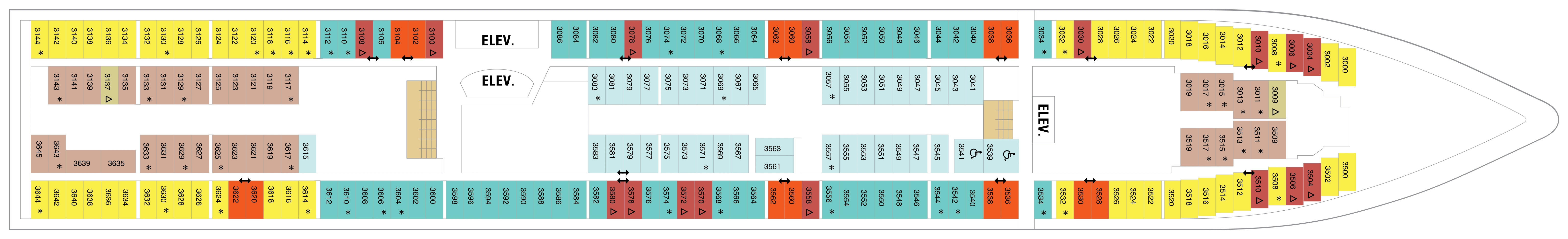 Brilliance of the Seas, Deck 3: official cabin and venue layout