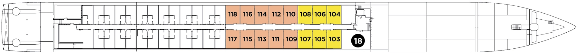 Avalon Vista, Deck 1: official cabin and venue layout