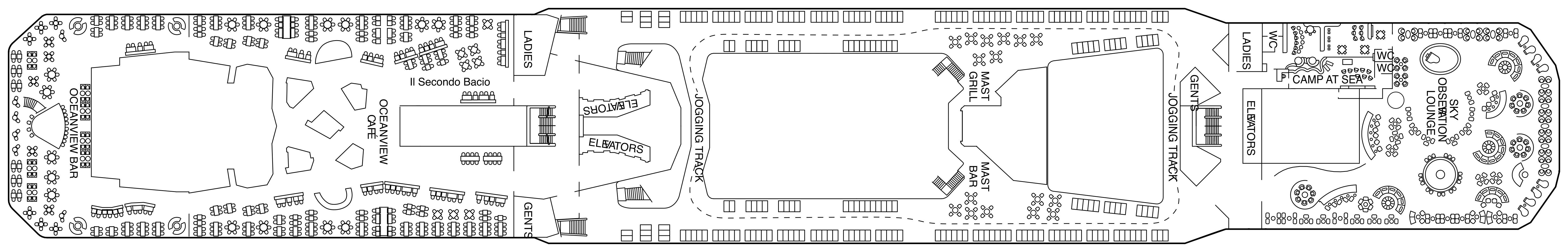 Celebrity Solstice, Deck 14: official cabin and venue layout