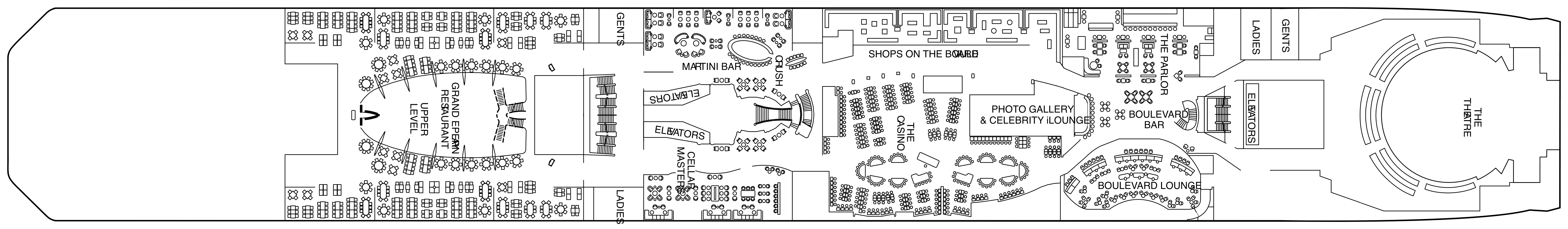Celebrity Solstice, Deck 4: official cabin and venue layout