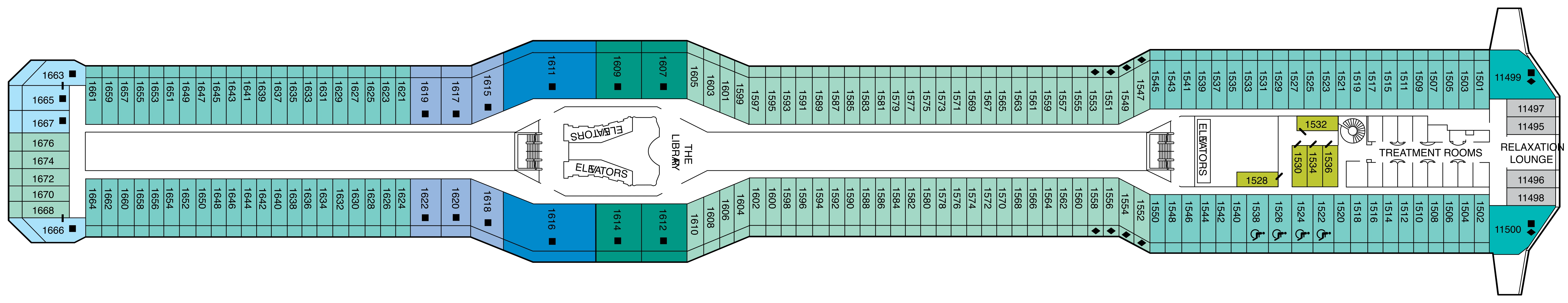 Celebrity Solstice, Deck 11: official cabin and venue layout