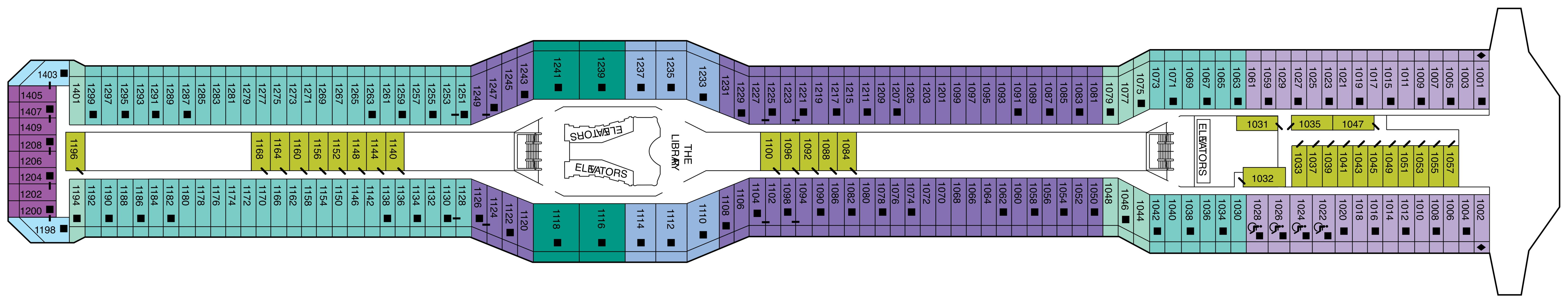 Celebrity Solstice, Deck 10: official cabin and venue layout