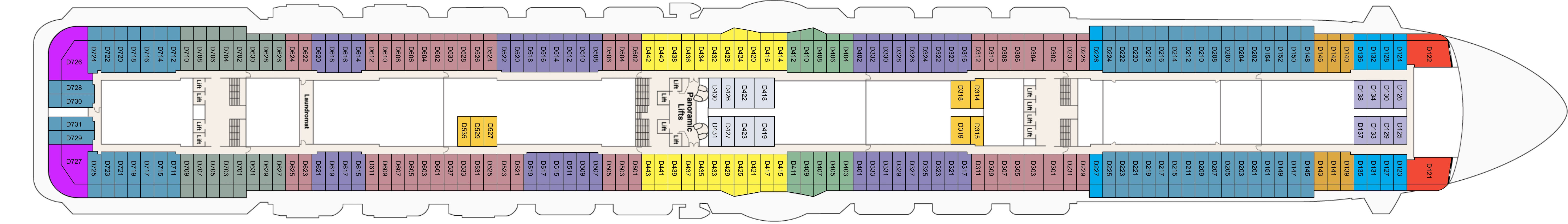 Majestic Princess, Deck 9: official cabin and venue layout
