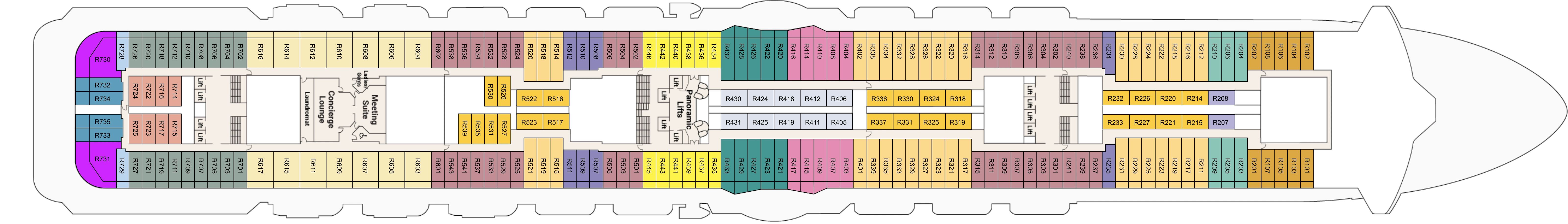 Majestic Princess, Deck 14: official cabin and venue layout
