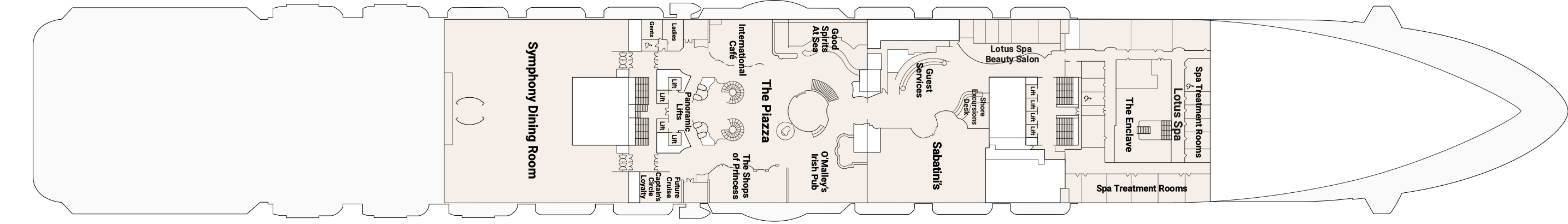 Majestic Princess, Deck 5: official cabin and venue layout