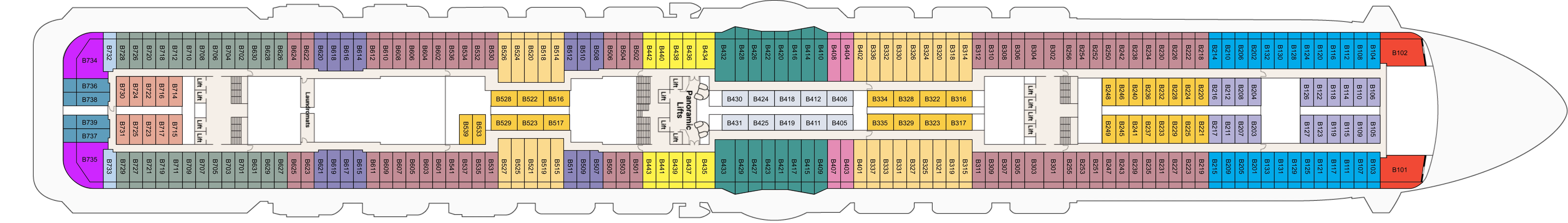 Majestic Princess, Deck 11: official cabin and venue layout