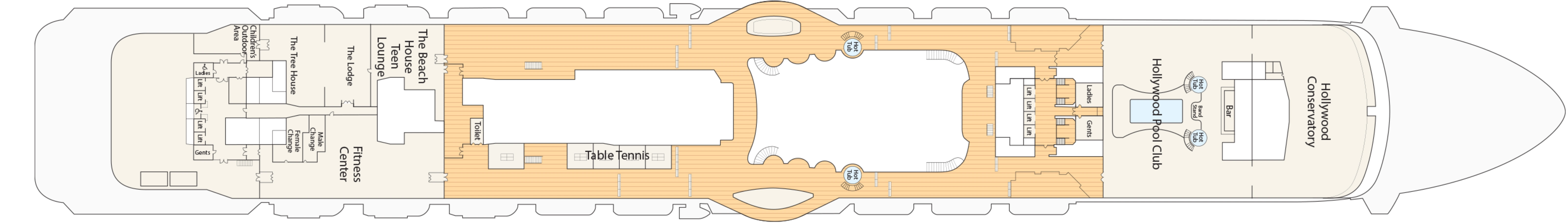 Majestic Princess, Deck 17: official cabin and venue layout