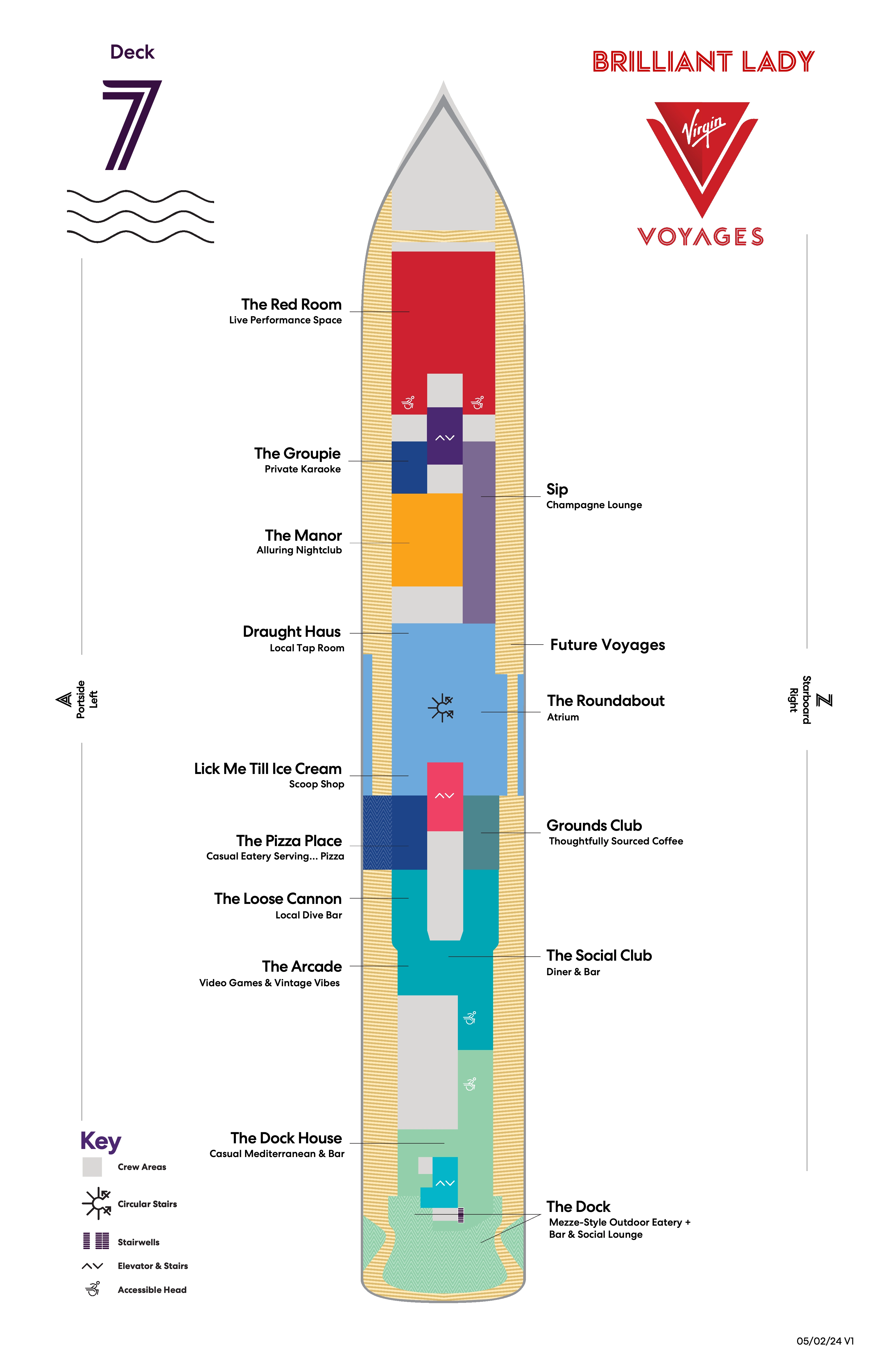 Brilliant Lady, Deck 7: official cabin and venue layout