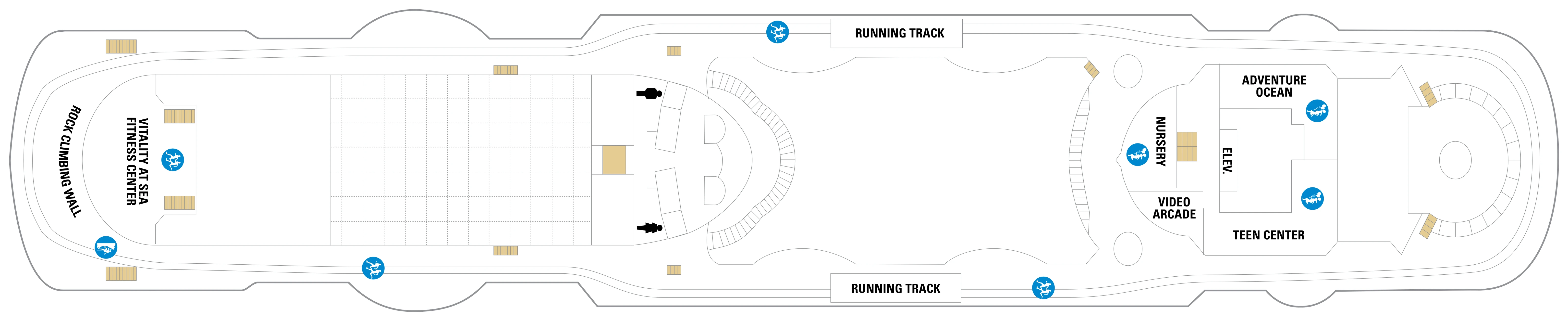 Rhapsody of the Seas, Deck 10: official cabin and venue layout