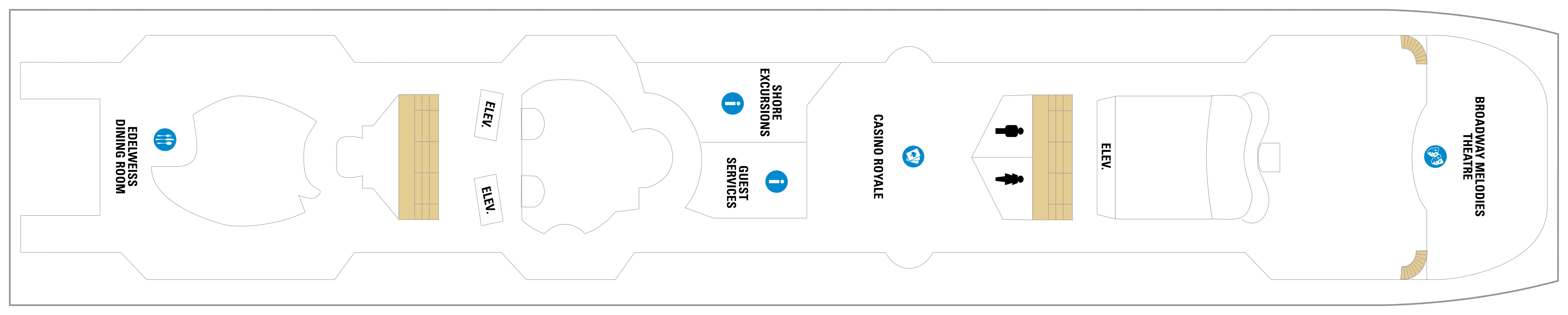 Rhapsody of the Seas, Deck 5: official cabin and venue layout