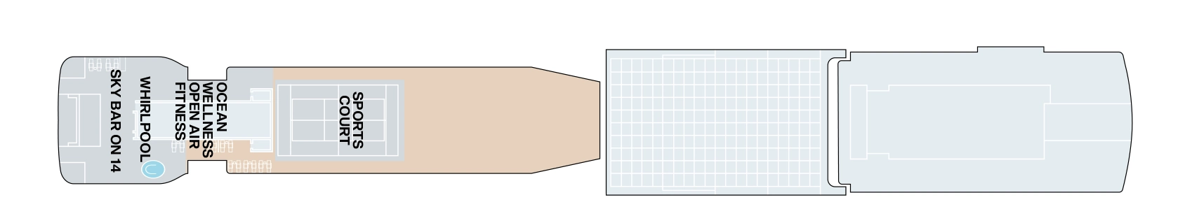 Explora VI, Deck 14: official cabin and venue layout