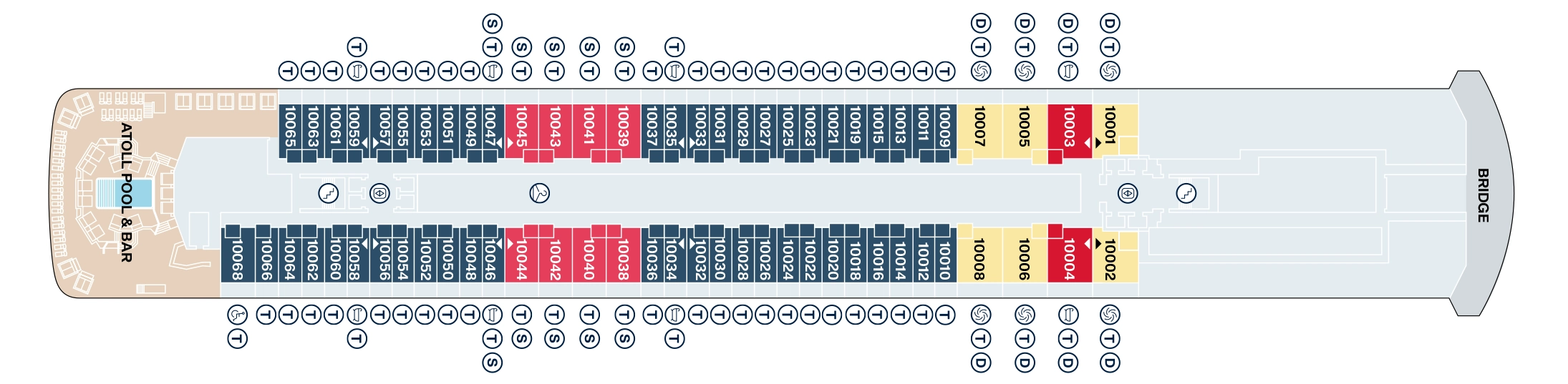 Explora VI, Deck 10: official cabin and venue layout