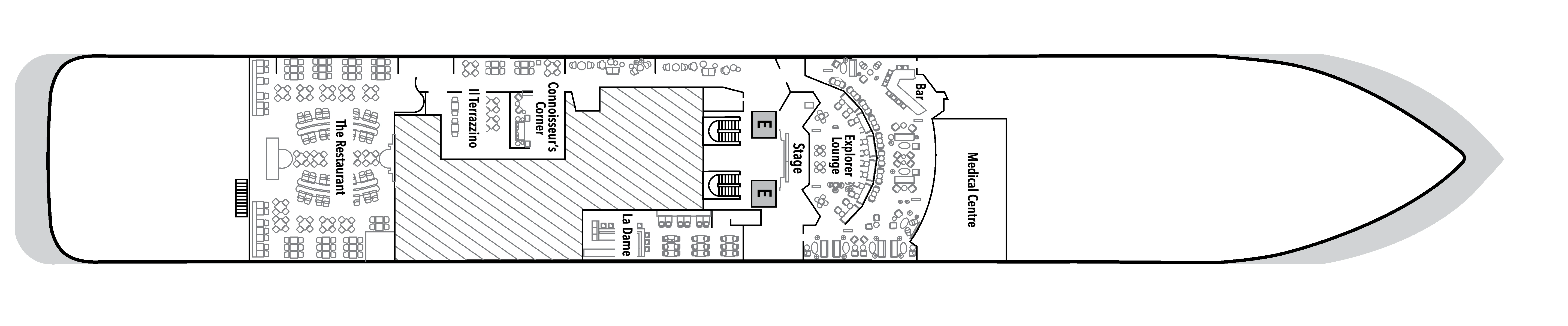 Silver Endeavour, Deck 4: official cabin and venue layout