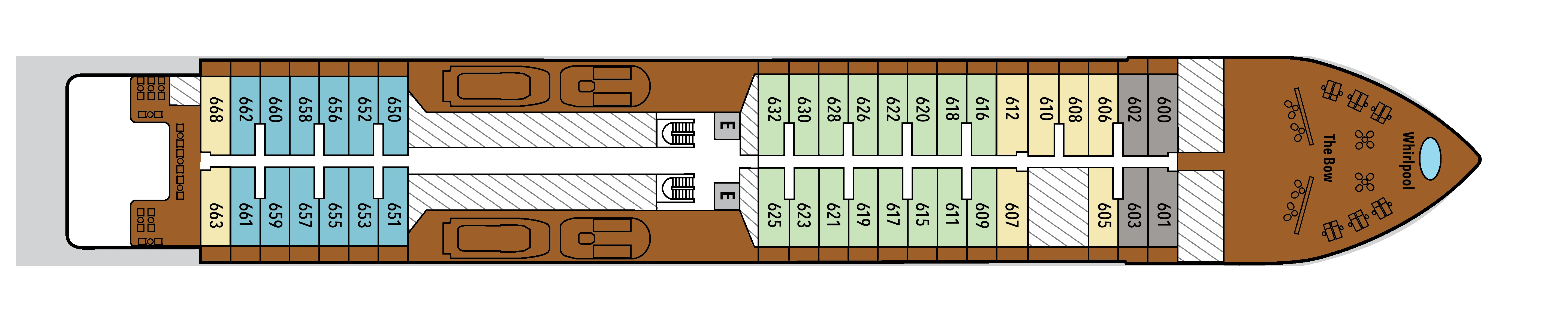 Silver Endeavour, Deck 6: official cabin and venue layout