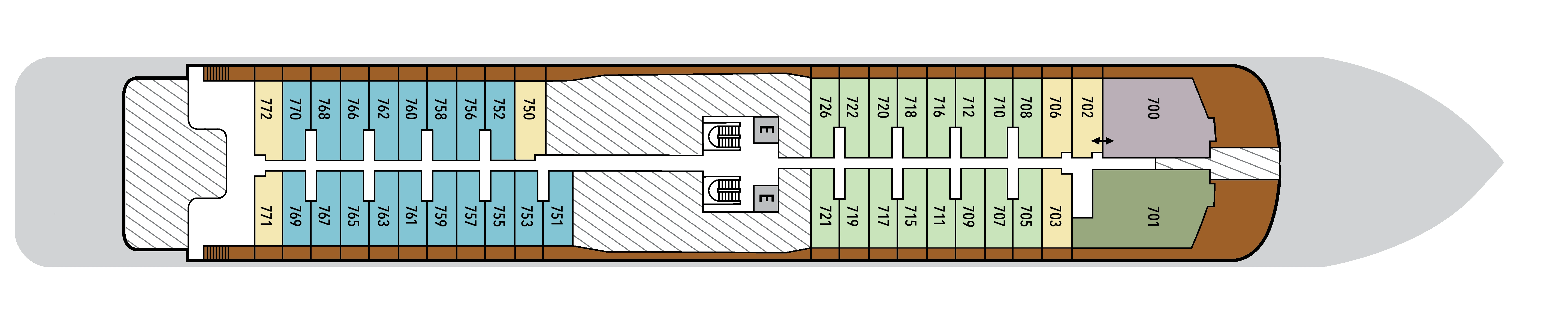 Silver Endeavour, Deck 7: official cabin and venue layout